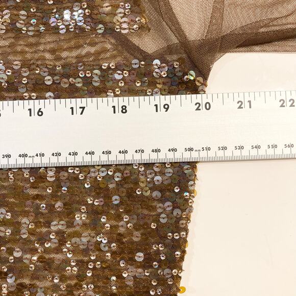 Nwot Vintage PAPELL BOUTIQUE Top Cardigan L Brown Iridescent-Sequin Sheer Tassel - Picture 9 of 11